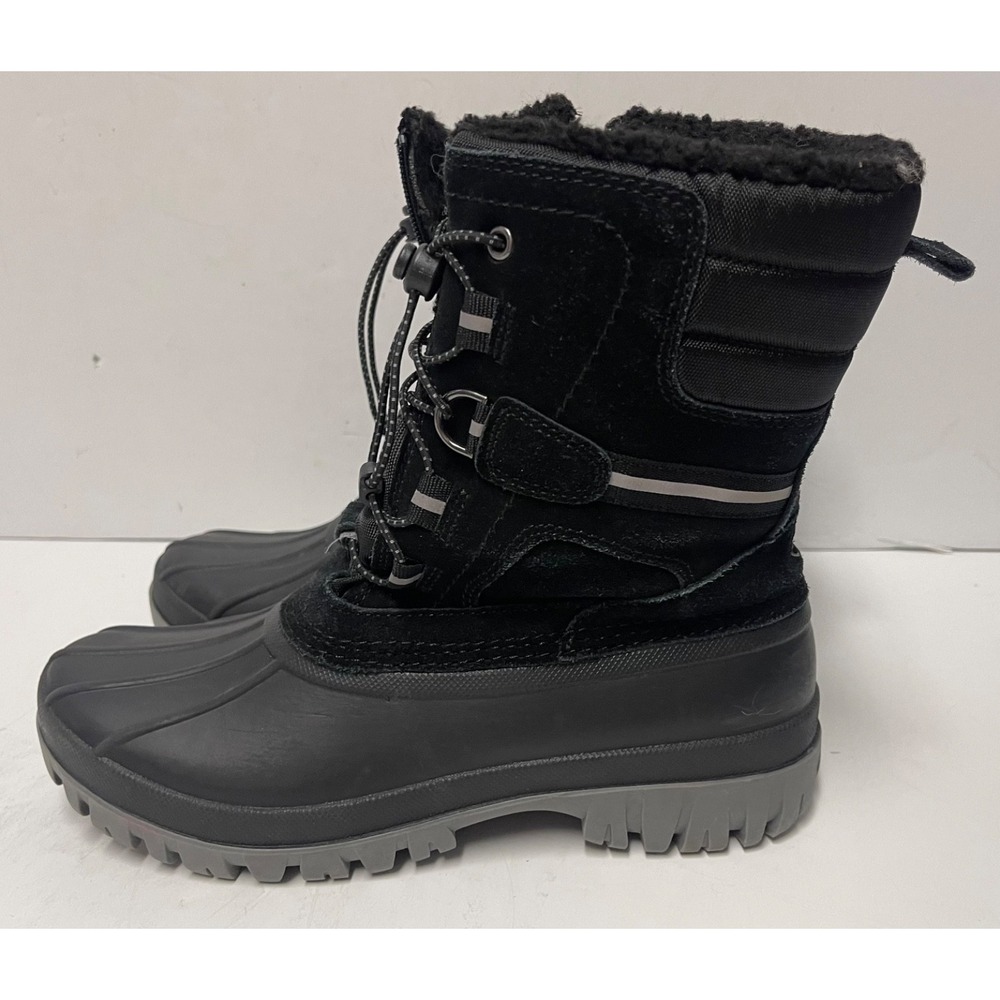 Lands End Youth size 5 Kids Lace Up Black‎ Snow Waterproof Duck Boots